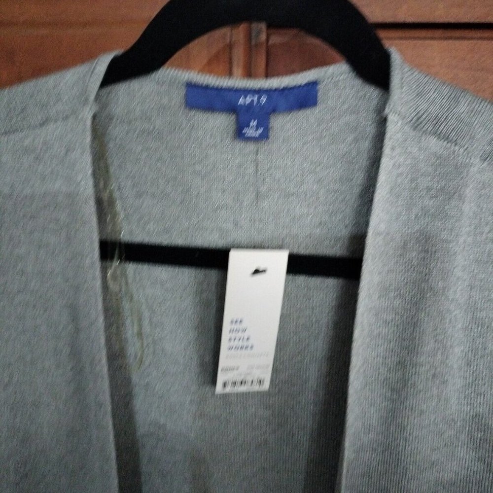 Apt 9 New Open Front Long Cardigan Medium Gray / … - image 5